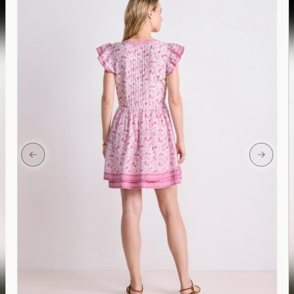 Vineyard Vines Nora Pintuck Dress, Size S, Pink, White & Purple - Picture 3 of 11